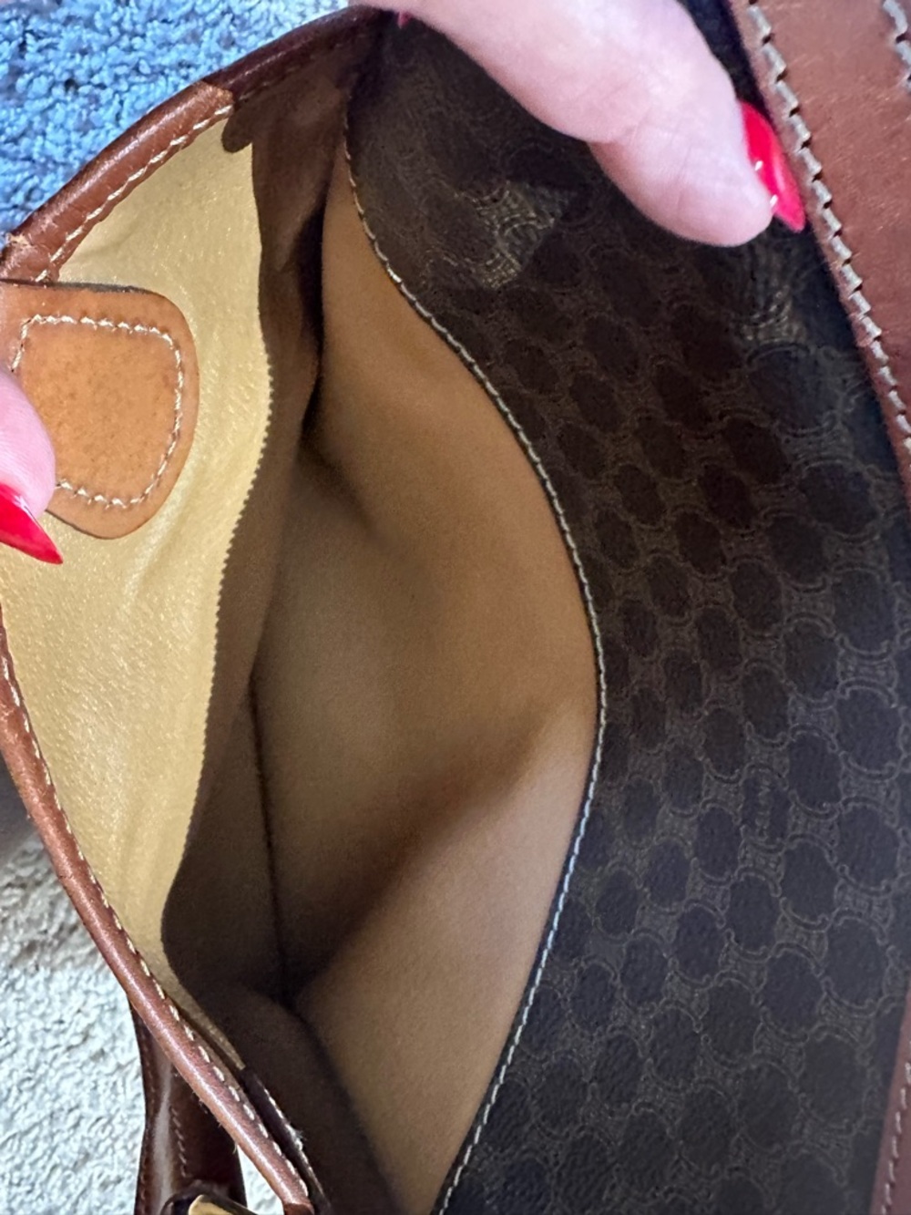 Celine Brown and Tan Macadam Canvas Satchel - Picture 7 of 13